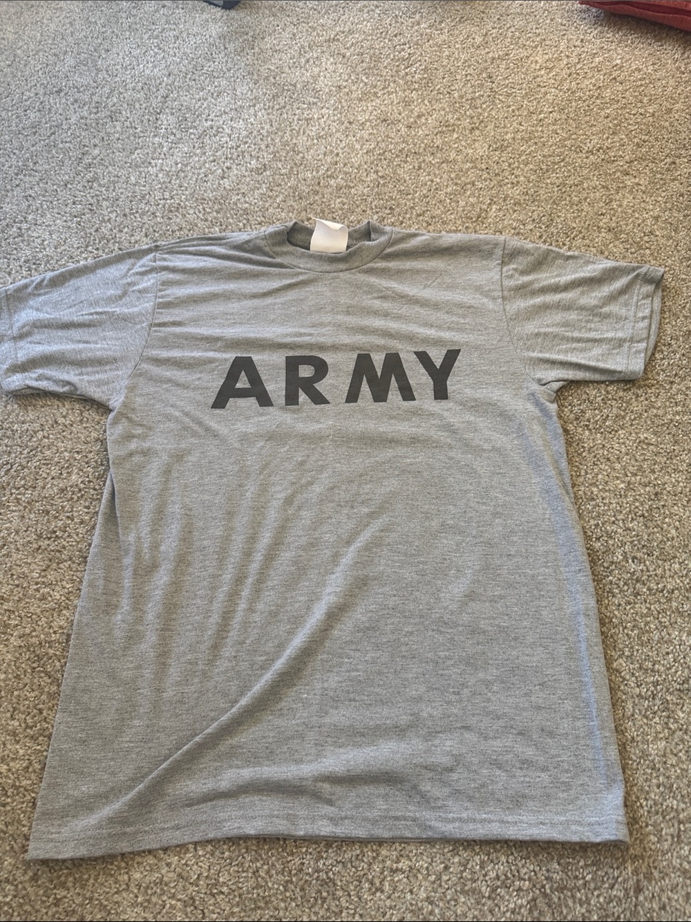 US Army Military PT T-Shirt Gray Black Logo UNICOR USA Made